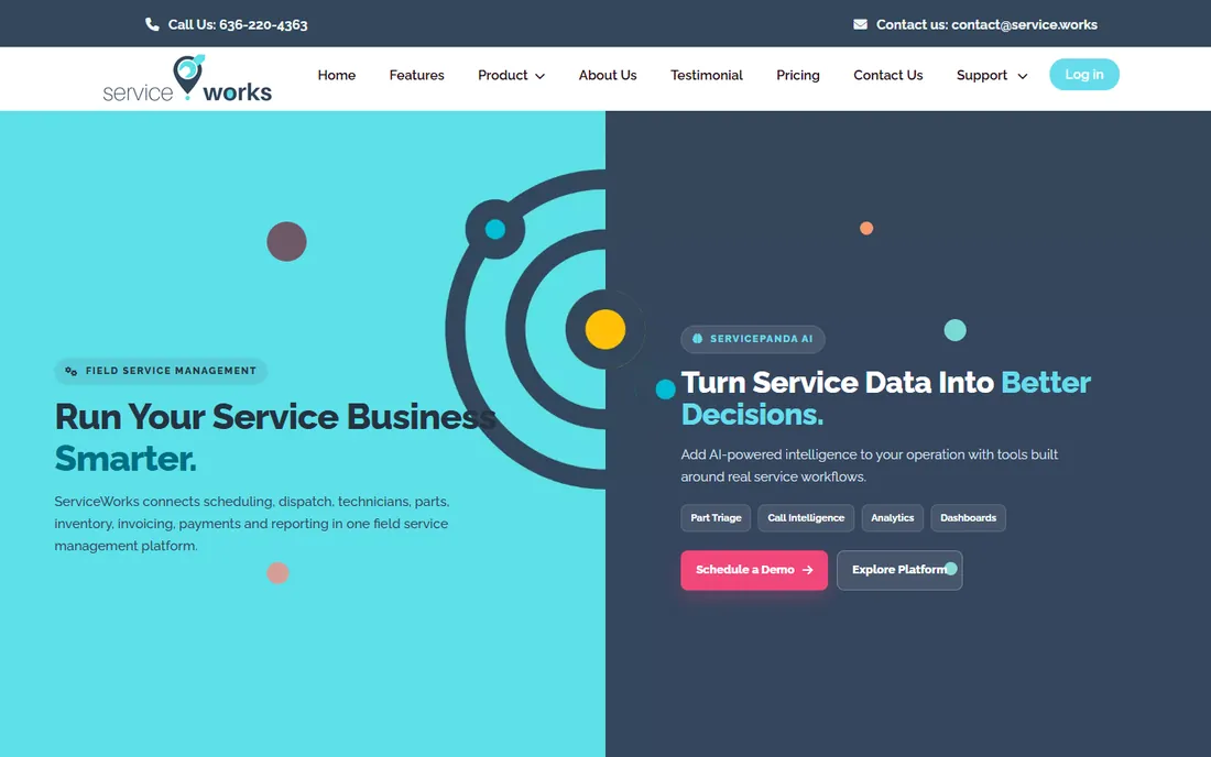 ServiceWorks homepage