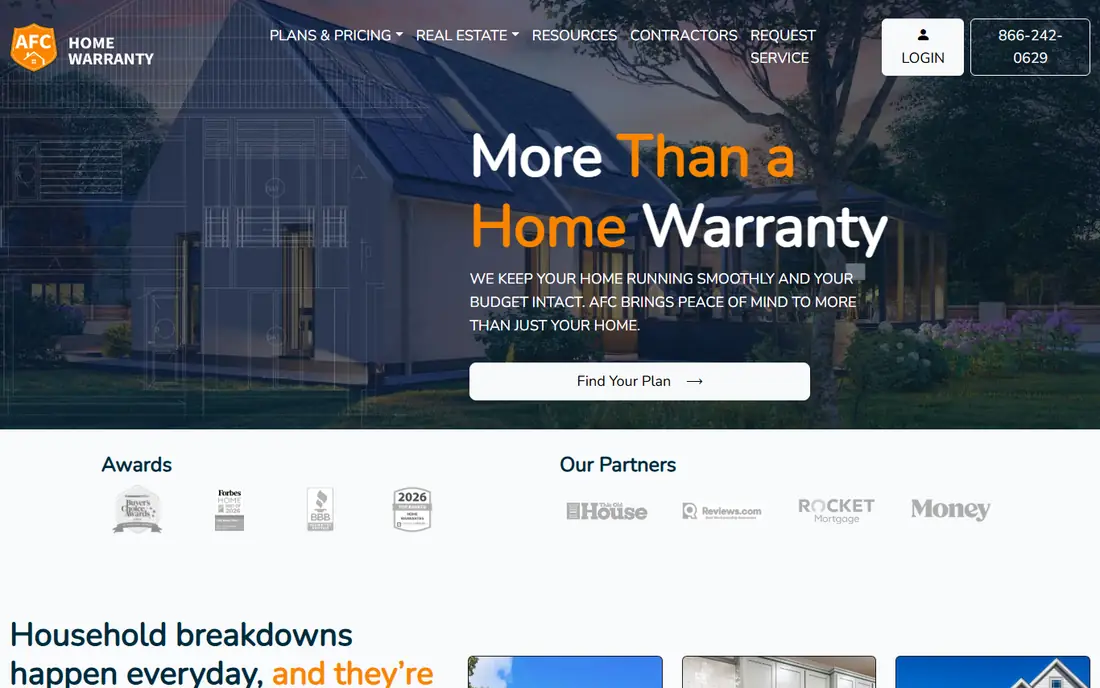 AFC Home Warranty homepage