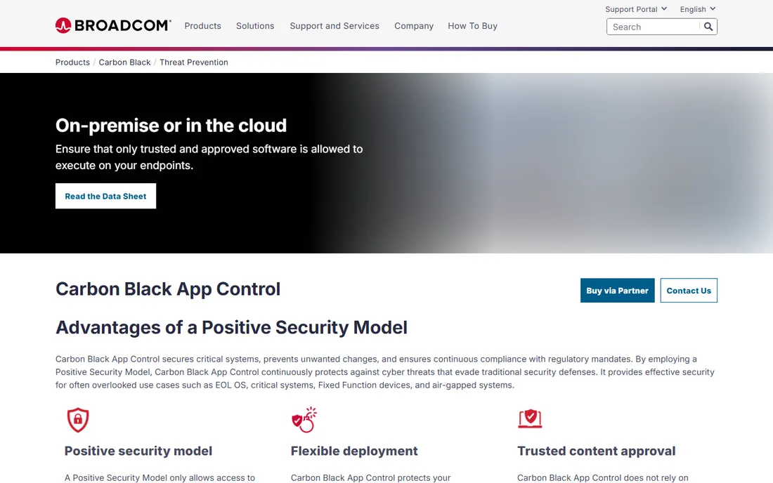 Carbon Black App Control homepage