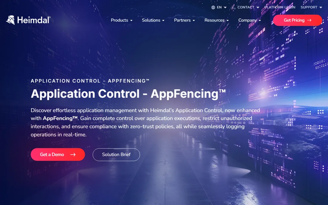Heimdal Application Control homepage