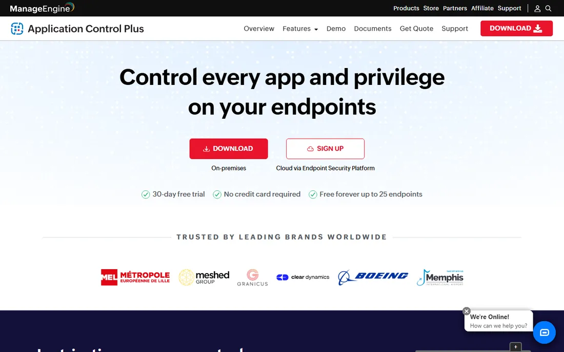 ManageEngine Application Control Plus homepage