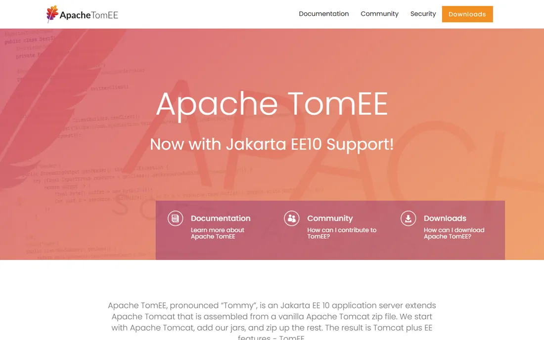 Apache TomEE homepage