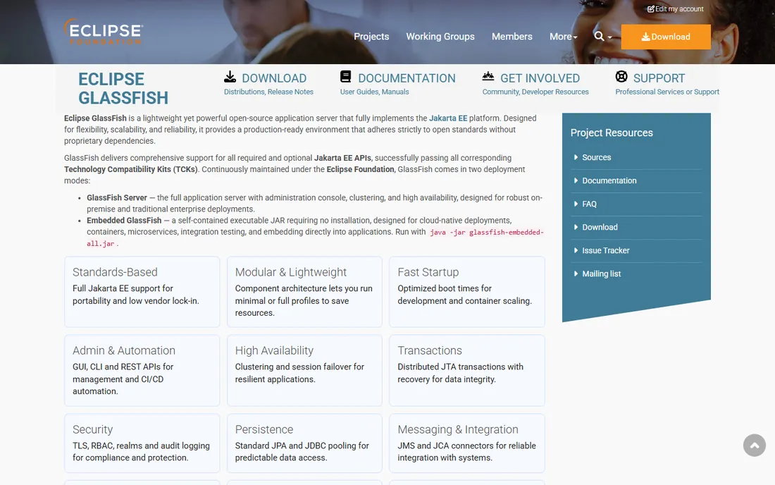 Eclipse GlassFish homepage