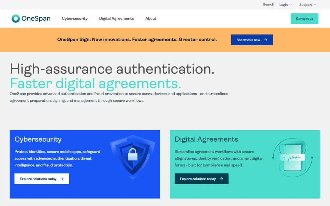 OneSpan homepage