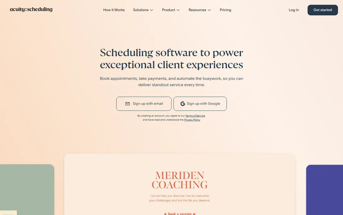 Acuity Scheduling homepage