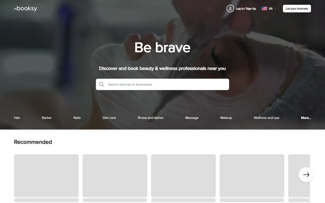 Booksy homepage
