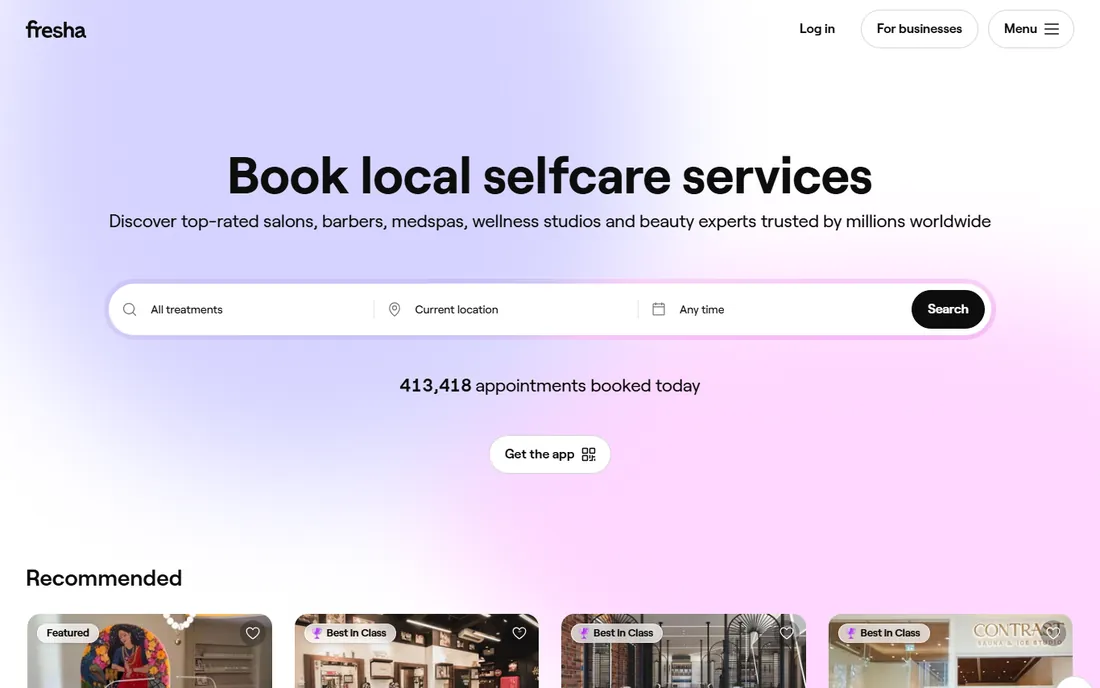 Fresha homepage