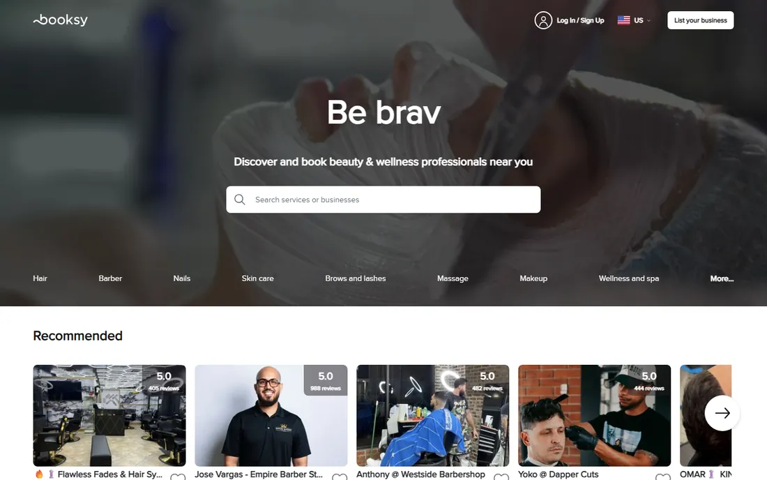 Booksy homepage