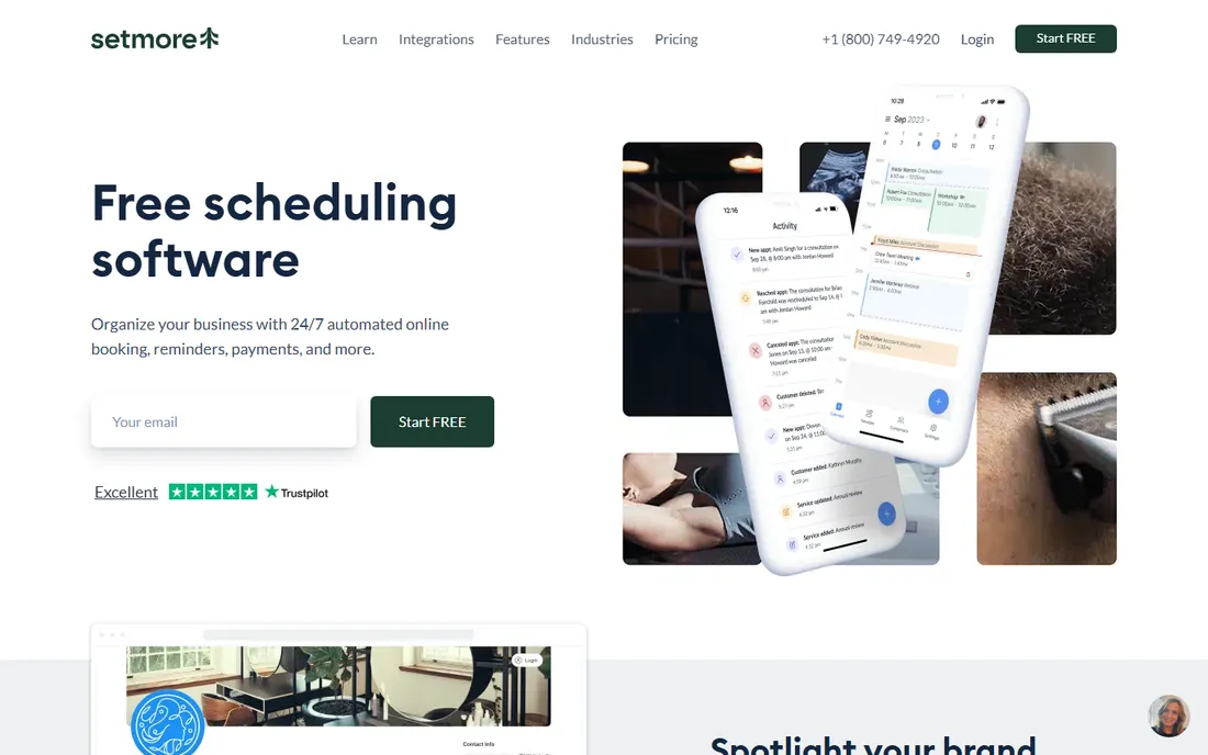 Setmore homepage