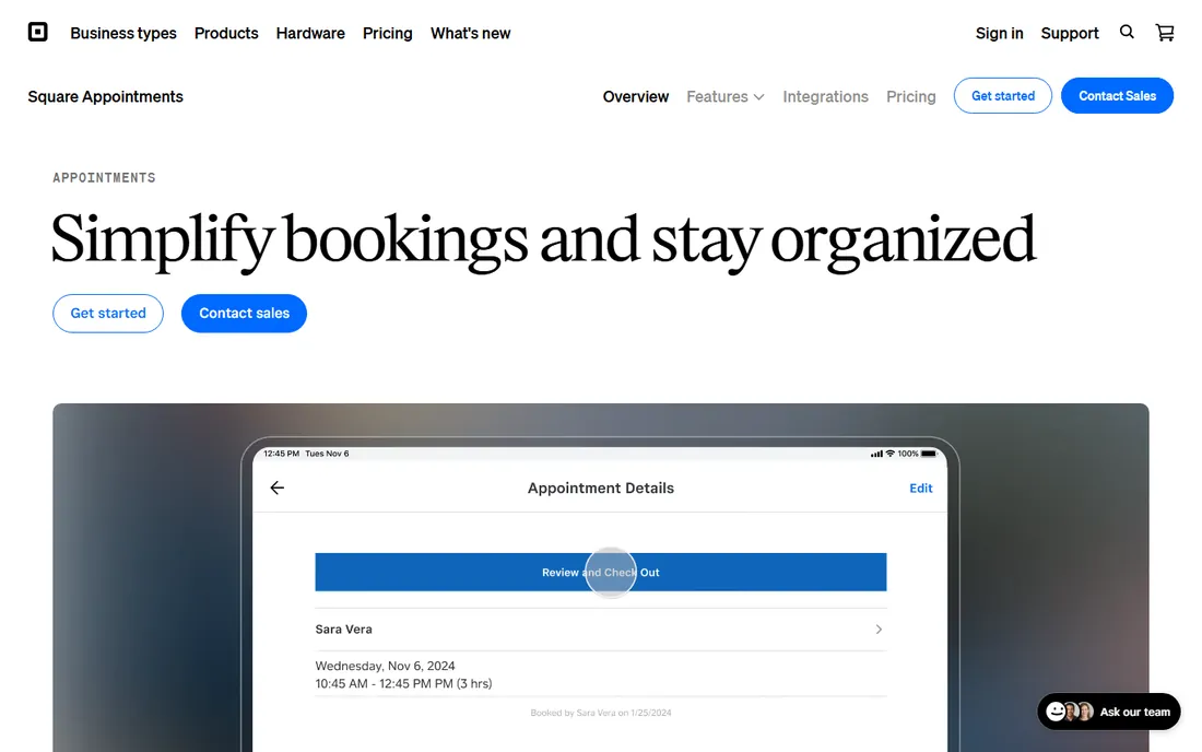 Square Appointments homepage
