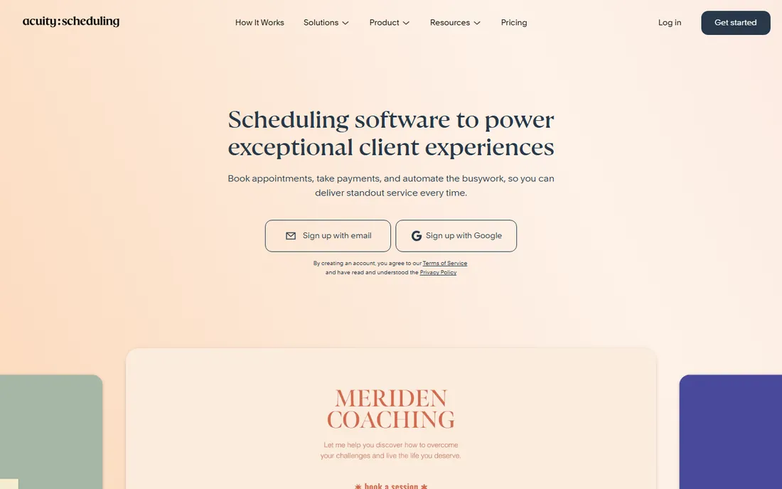 Acuity Scheduling homepage