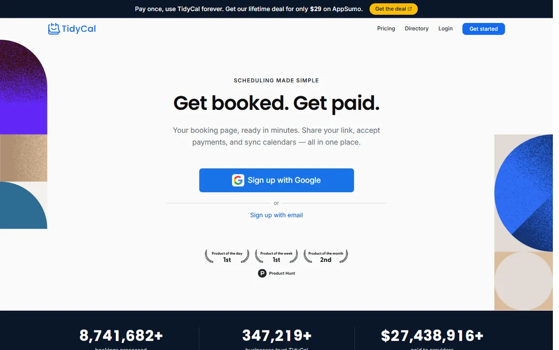 TidyCal homepage