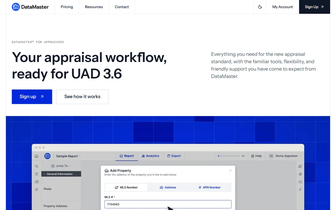 DataMaster homepage