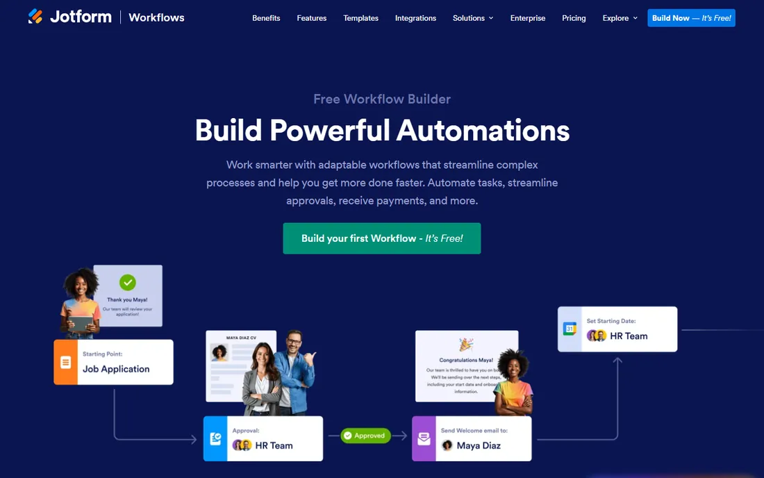 Jotform Workflows homepage