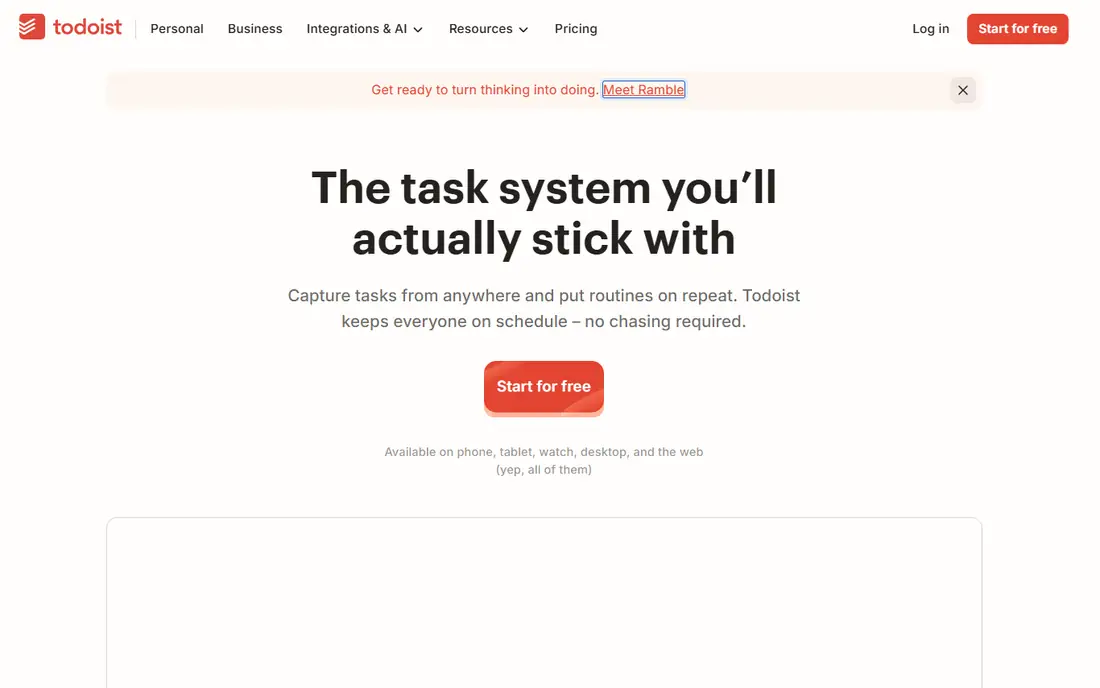 Todoist homepage