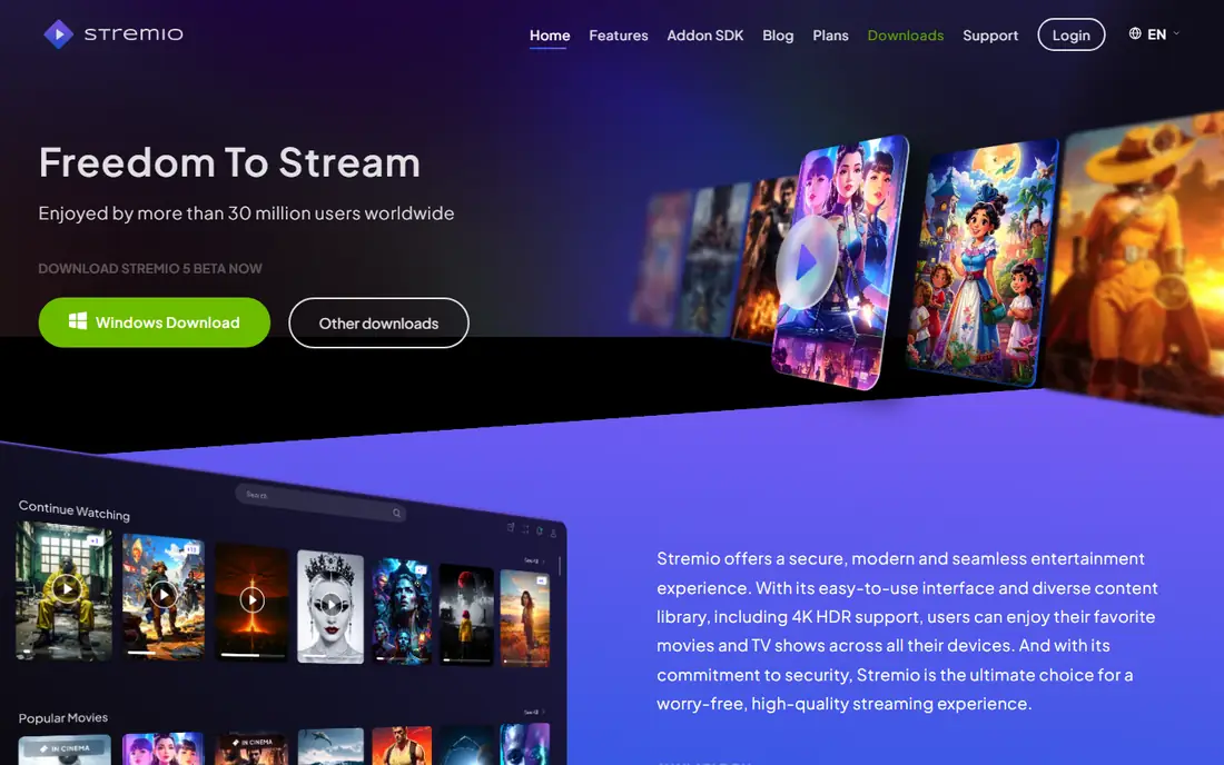 Stremio homepage
