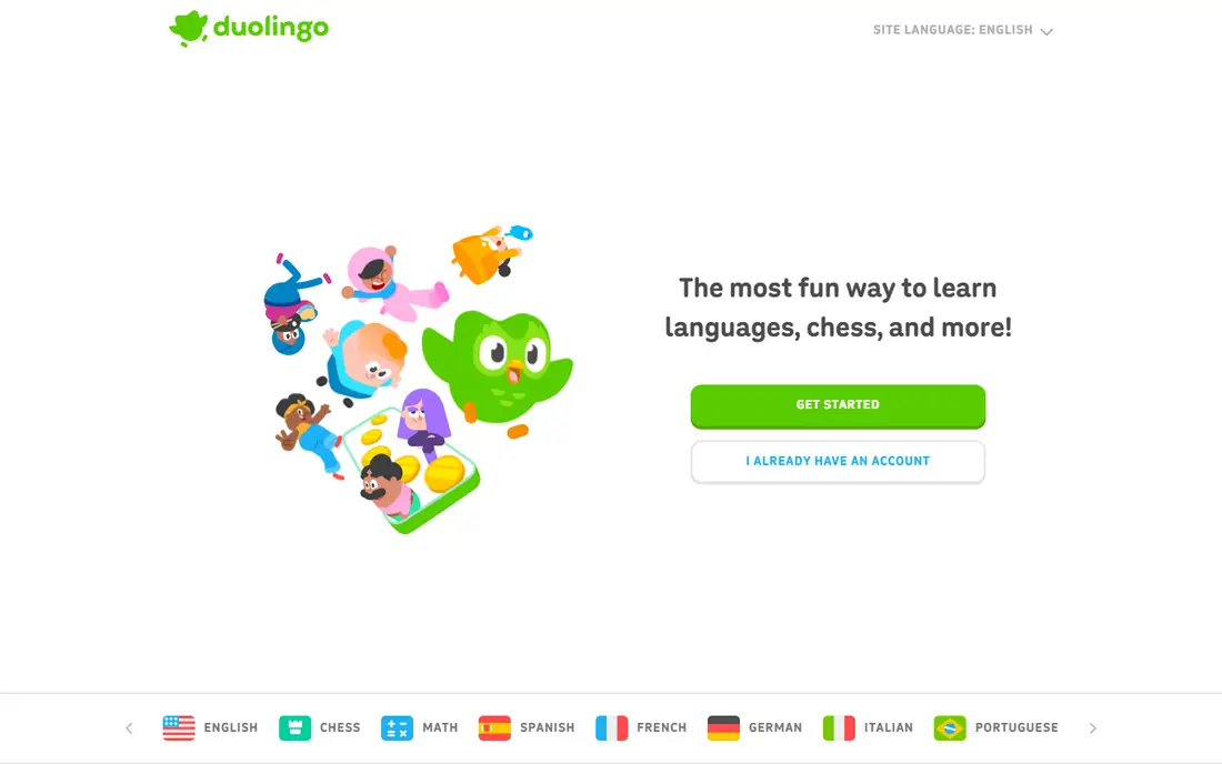 Duolingo ABC homepage