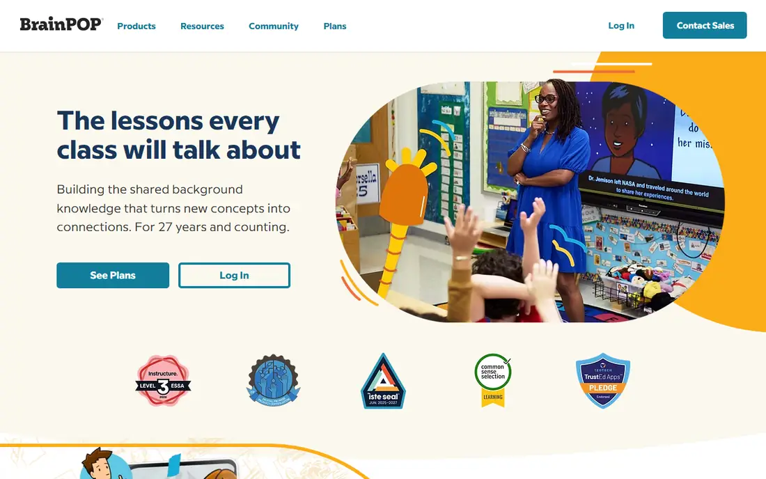 BrainPOP Jr homepage