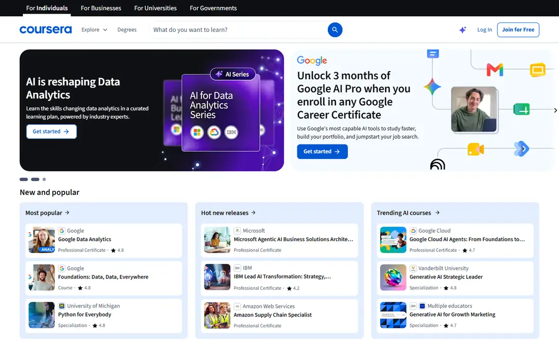 Coursera homepage