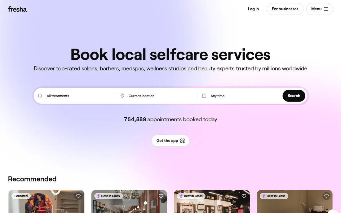 Fresha homepage