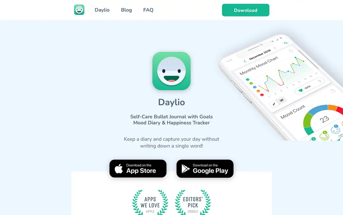 Daylio homepage