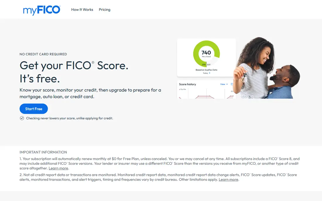 myFICO homepage
