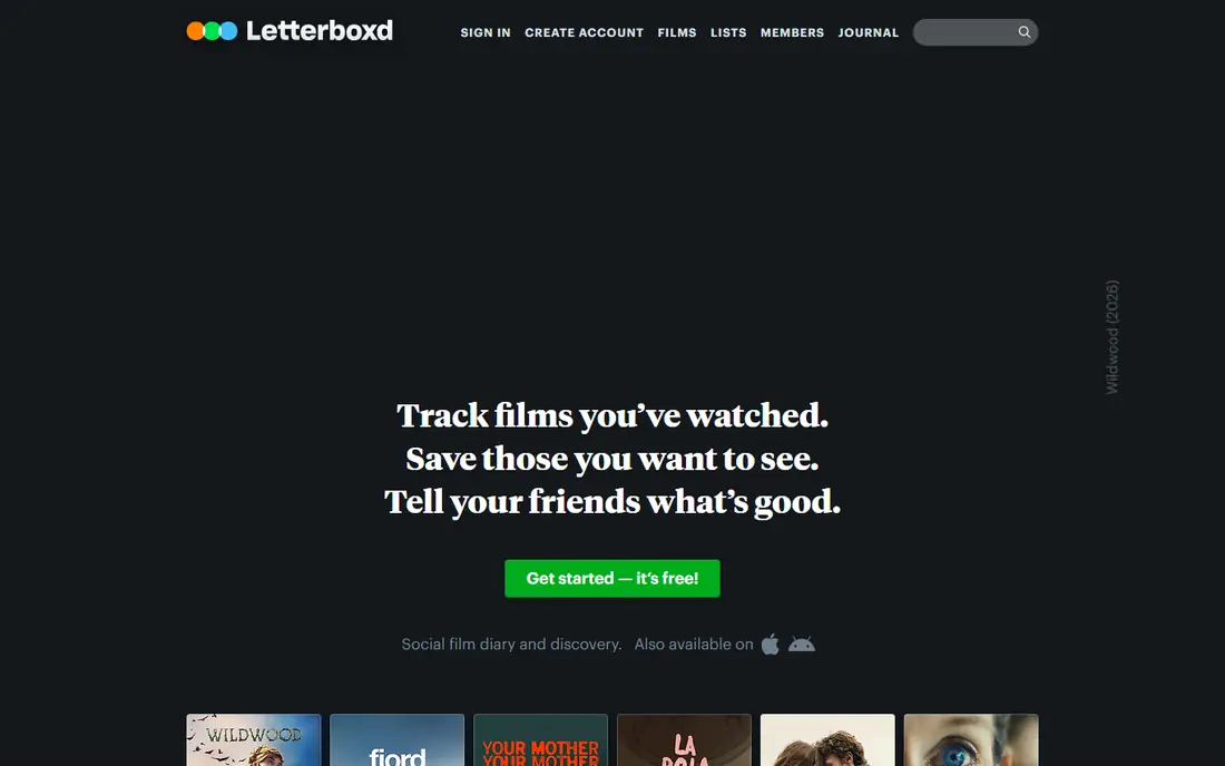 Letterboxd homepage