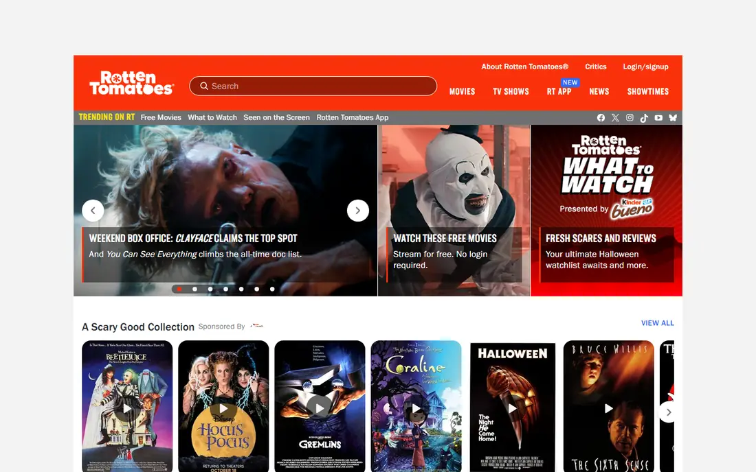 Rotten Tomatoes homepage