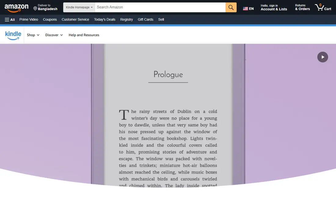 Kindle homepage