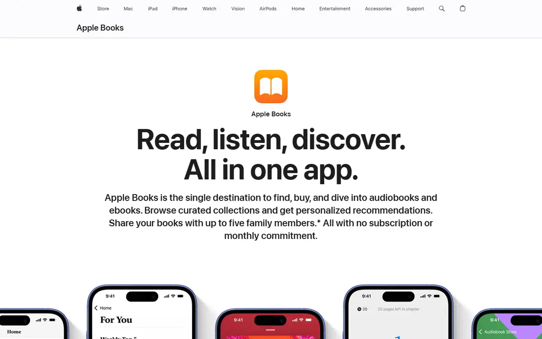 Apple Books homepage