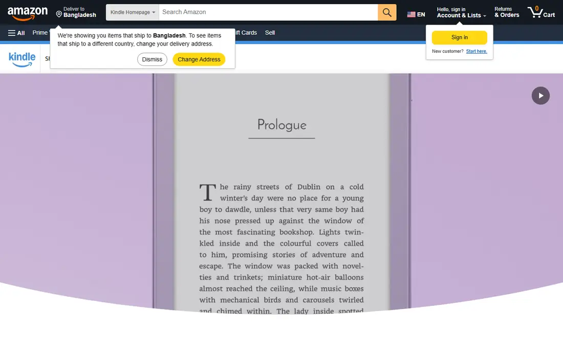 Kindle homepage