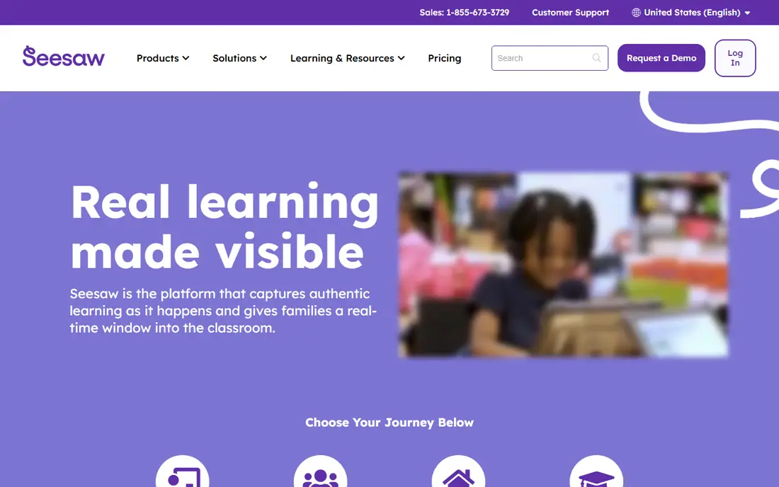 Seesaw homepage