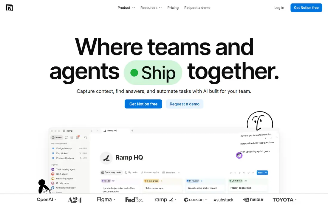 Notion homepage