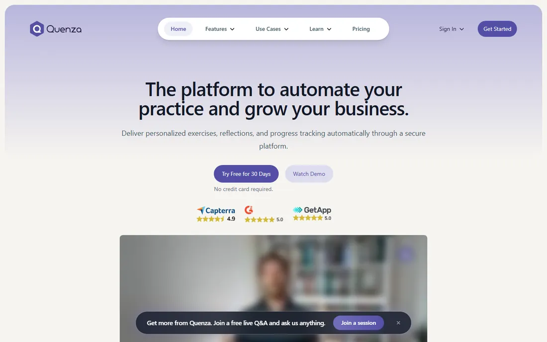 Quenza homepage