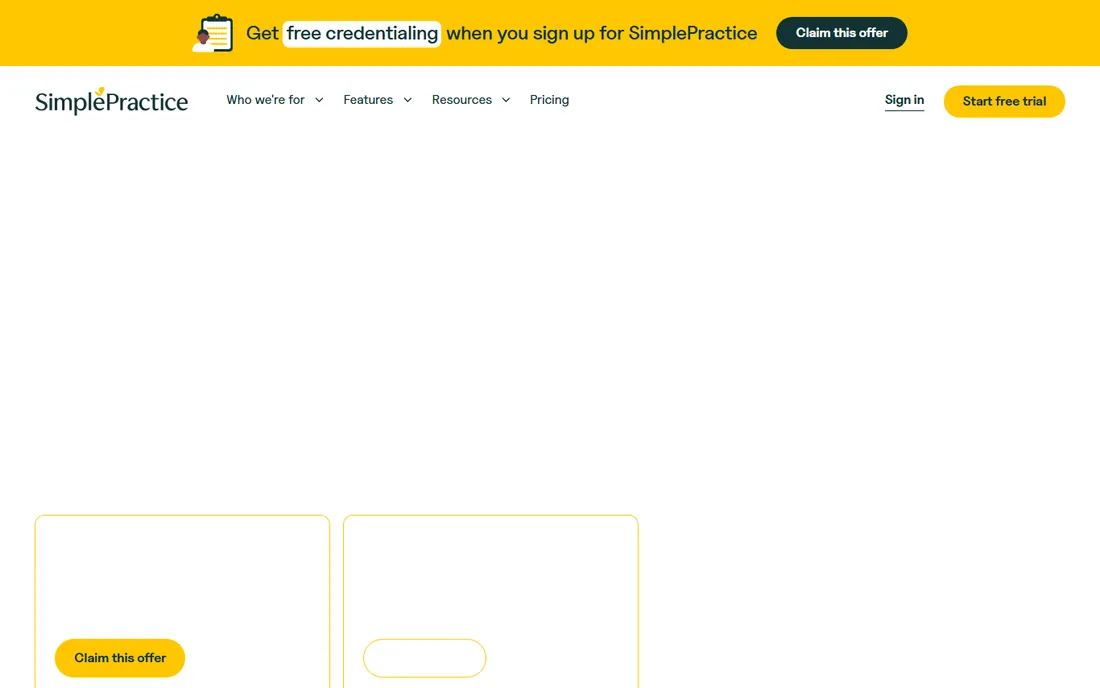 SimplePractice homepage