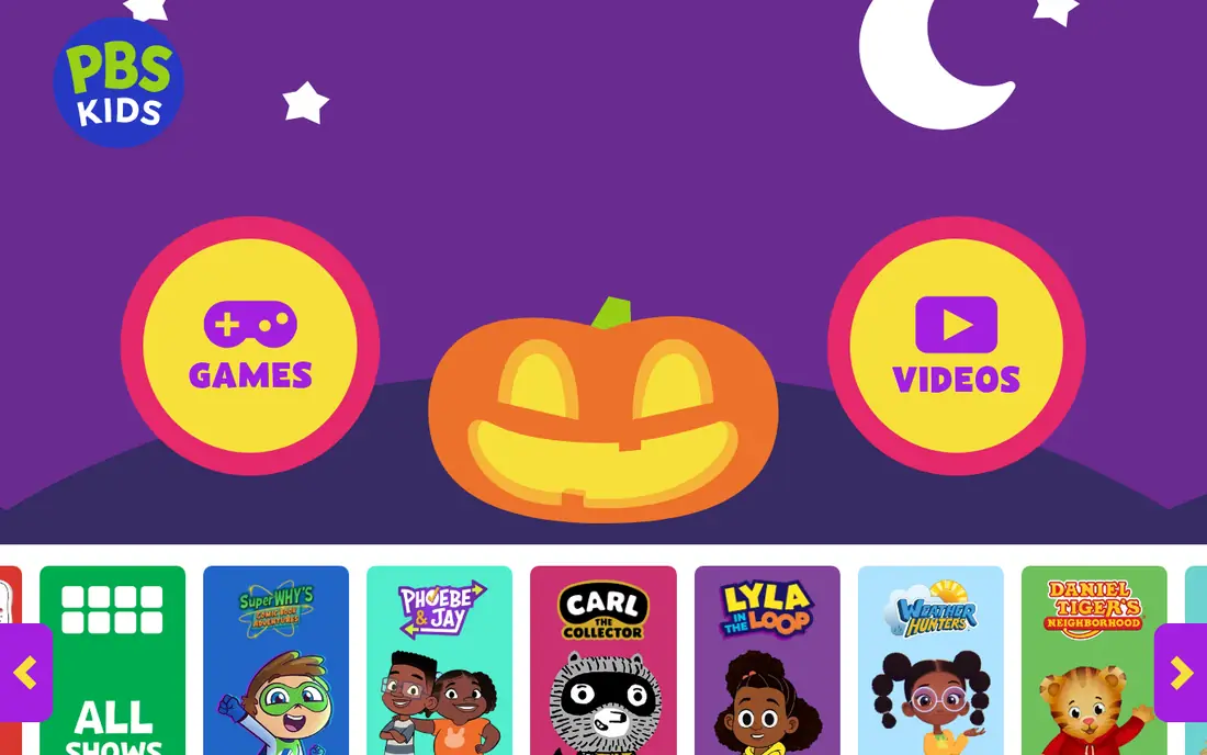 PBS Kids Games homepage