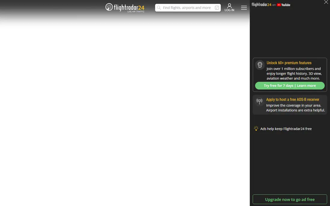 Flightradar24 homepage