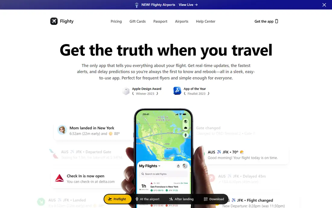 Flighty homepage