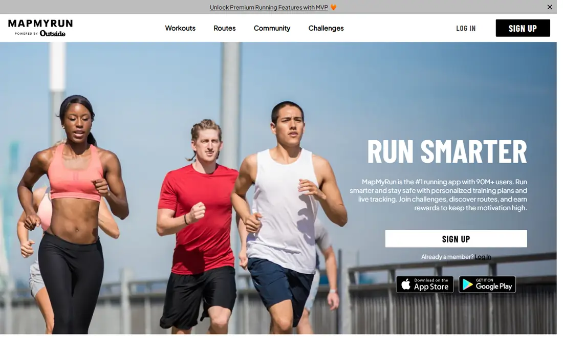 MapMyRun homepage