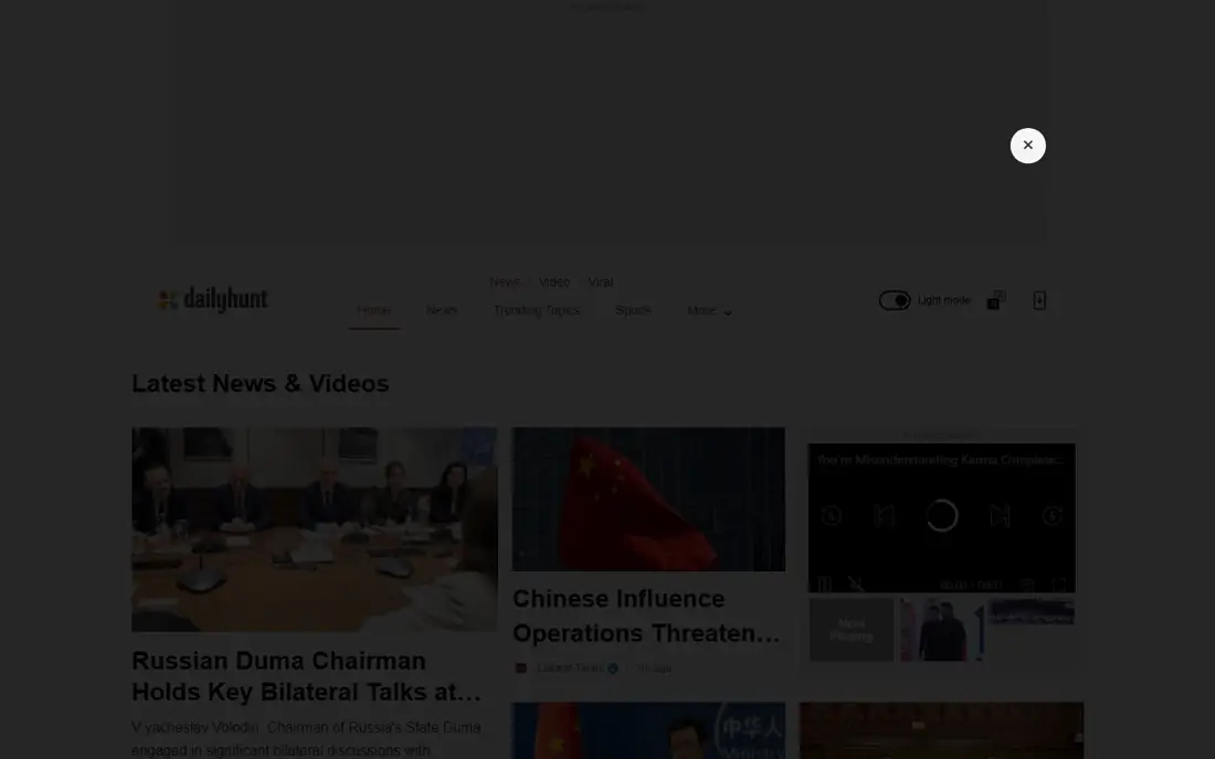 Dailyhunt homepage