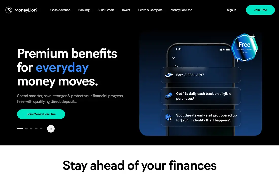 MoneyLion homepage
