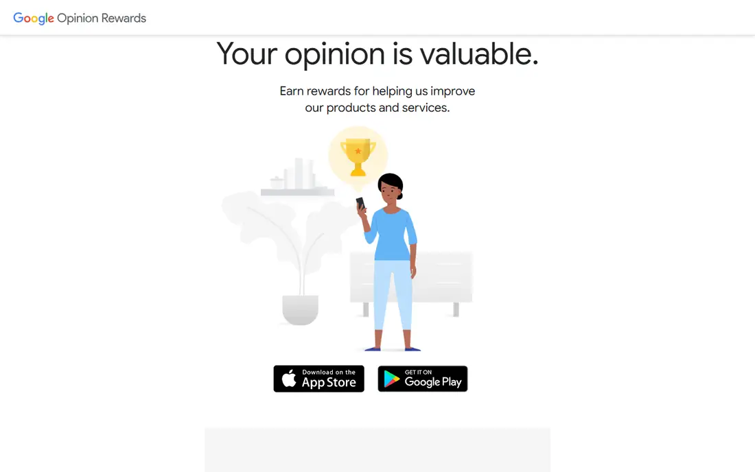 Google Opinion Rewards homepage