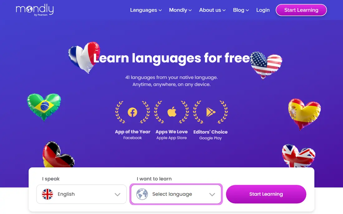 Mondly homepage
