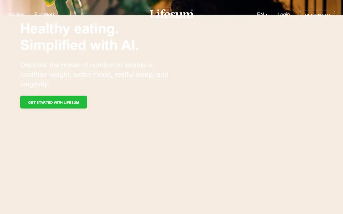 Lifesum homepage