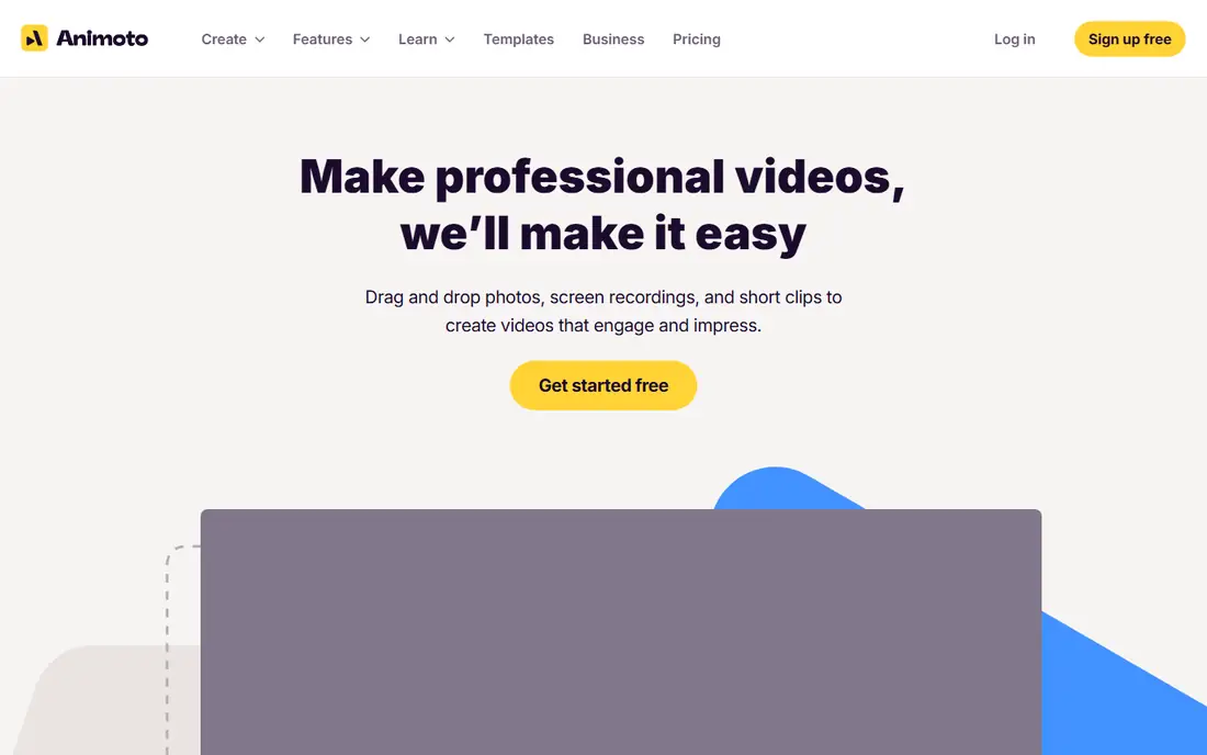 Animoto homepage