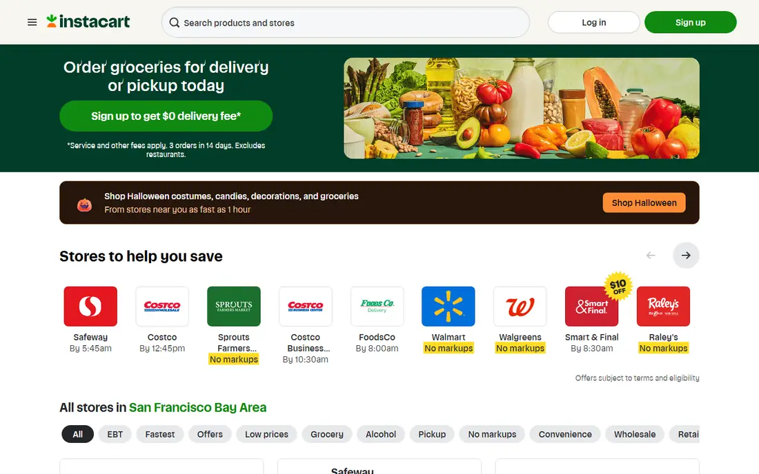 Instacart homepage