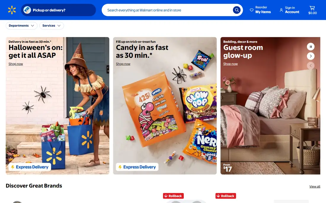 Walmart homepage