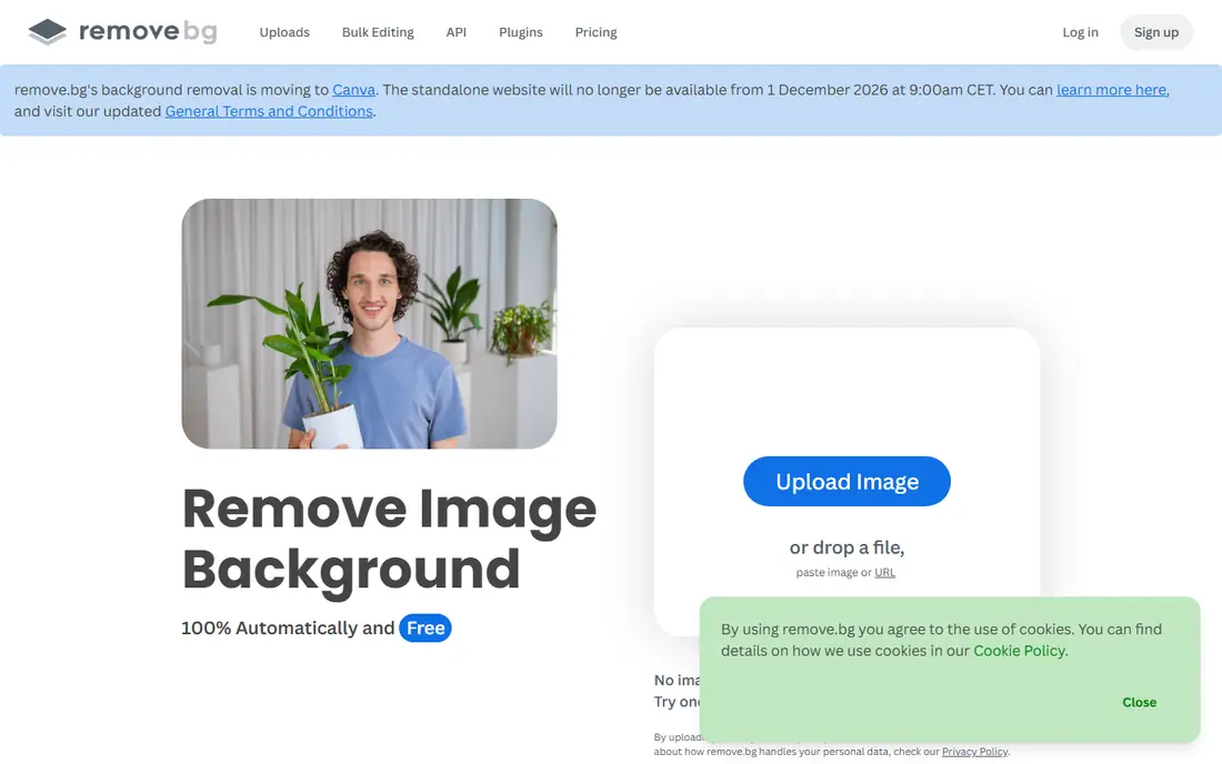 remove.bg homepage