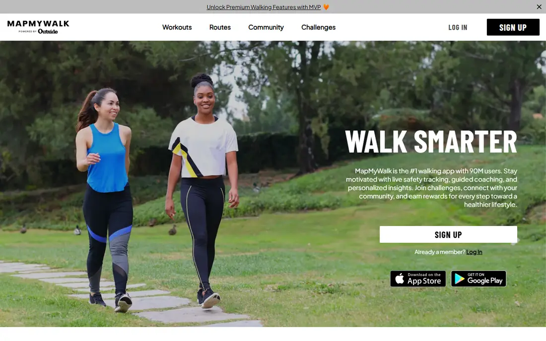 MapMyWalk homepage