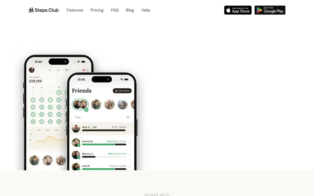 Steps Club homepage